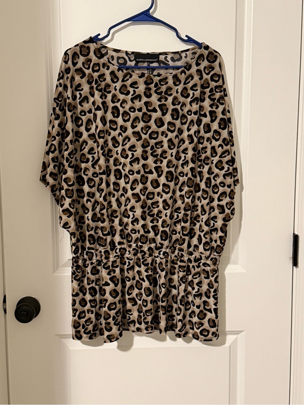 Isabella Rodriguez Taupe and Black Leopard Print Dolman Tunic